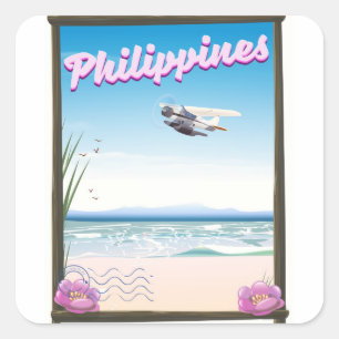 Philippinen Reiseplakat Quadratischer Aufkleber