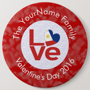 Philippinen Rot LOVE Flag Personalisiert  Button
