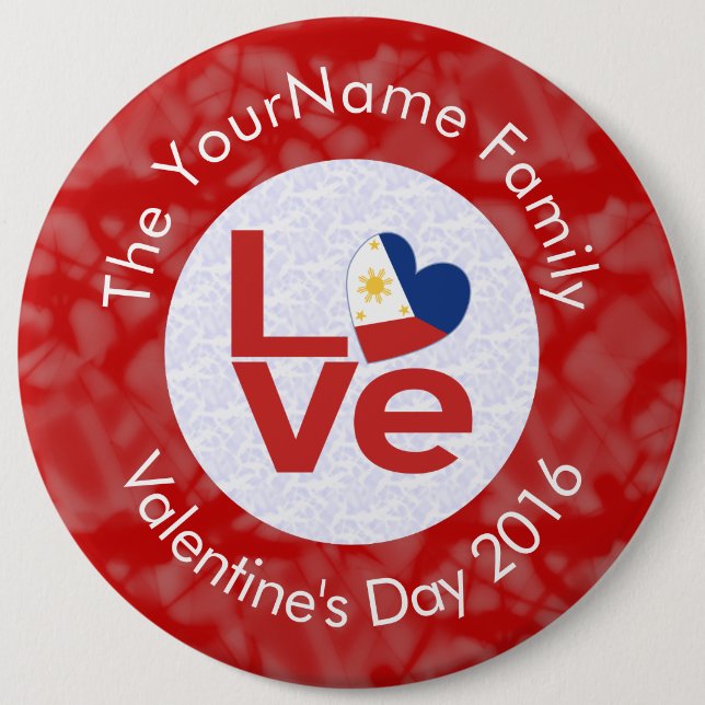 Philippinen - Rote LIEBE Personalisiert Button (Vorderseite)