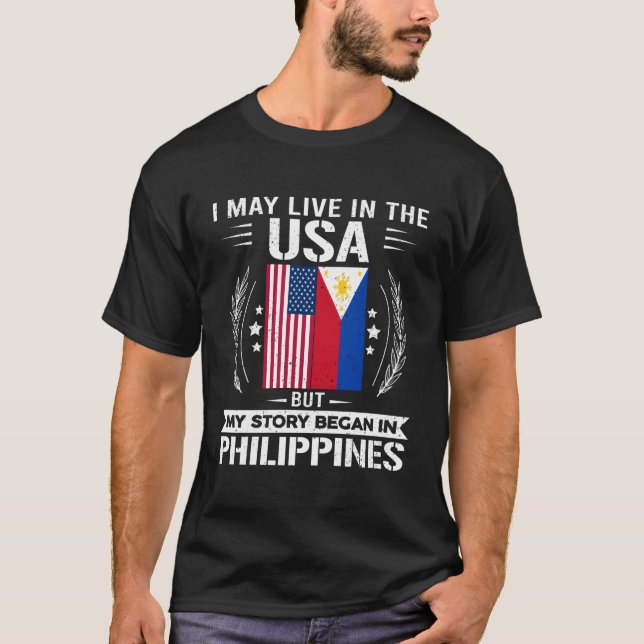 Philippinen Shirt stolz Philippinen und US-Flaggen (Vorderseite)