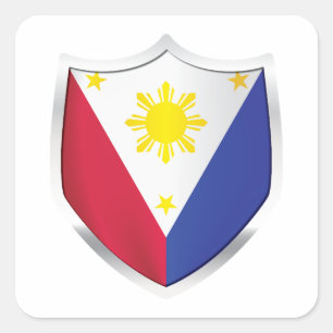 Philippinen-Silberschild-Flagge Quadratischer Aufkleber