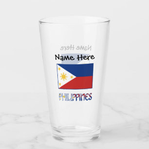 Philippinen und philippinische Flagge Personalisie Glas