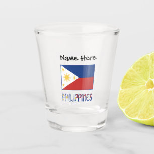 Philippinen und philippinische Flagge und Ihr Name Schnapsglas