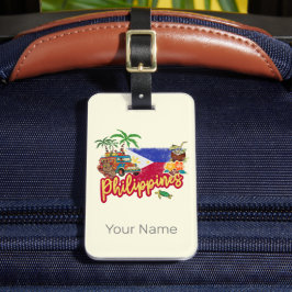 Philippinen Vintage Tarsier Flag Palm Souvenir Gepäckanhänger