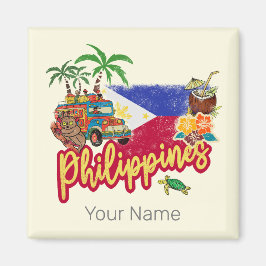 Philippinen Vintage Tarsier Flag Palm Souvenir Magnet