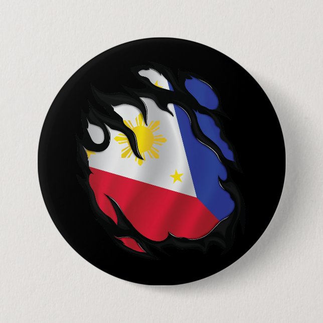 Philippinen zerrissene Flagge Button (Vorderseite)