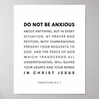 Philippiner 4:6-7 Sei um nichts besorgt Poster
