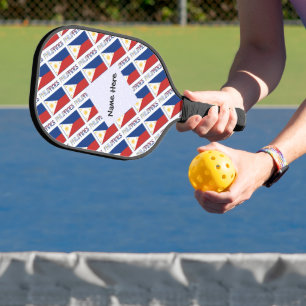 Philippines and Filipino Flag Tiled with Your Name Pickleball Schläger