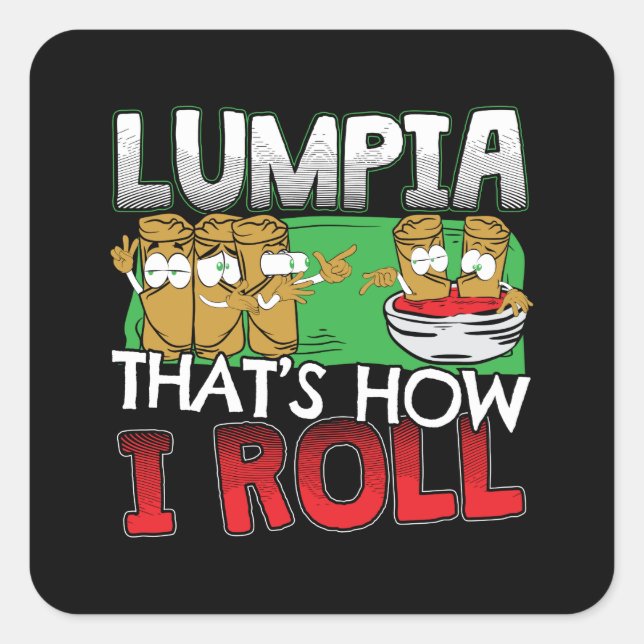 Philippines Filipino Lumpia Food Cartoon Quadratischer Aufkleber (Vorderseite)