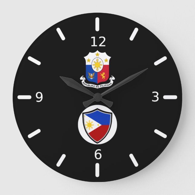 Philippines flag-coat arms large clock große wanduhr (Vorderseite)