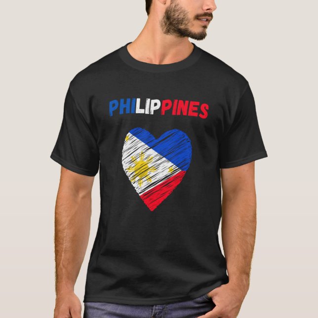 Philippines Flag Holiday Philippines Heart Filipin T-Shirt (Vorderseite)