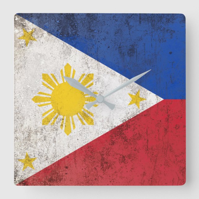 Philippines Quadratische Wanduhr (Vorderseite)