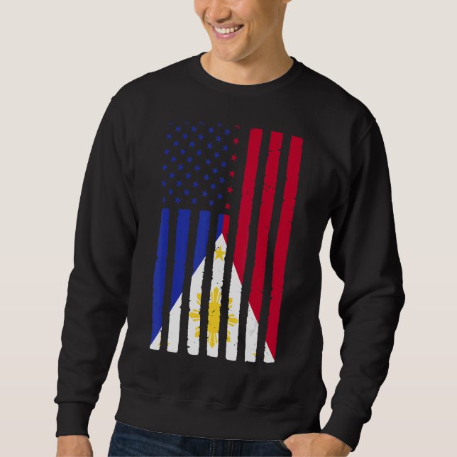 Philippines Roots USA Flaggenerbe Halb Philippino Sweatshirt (Vorderseite)