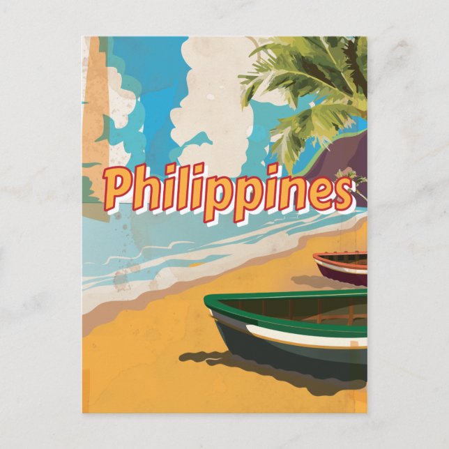Philippines Vintage Reiseplakat Postkarte (Vorderseite)