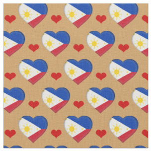 Philippinische Flag & Red Heart Modefabrik Stoff
