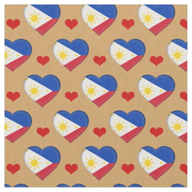 Philippinische Flag & Red Heart Modefabrik Stoff (Nahaufnahme)