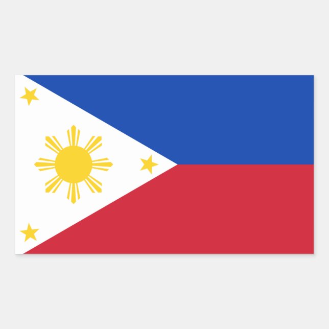 philippinische Flagge, Flagge der Philippinen Rechteckiger Aufkleber (Vorderseite)