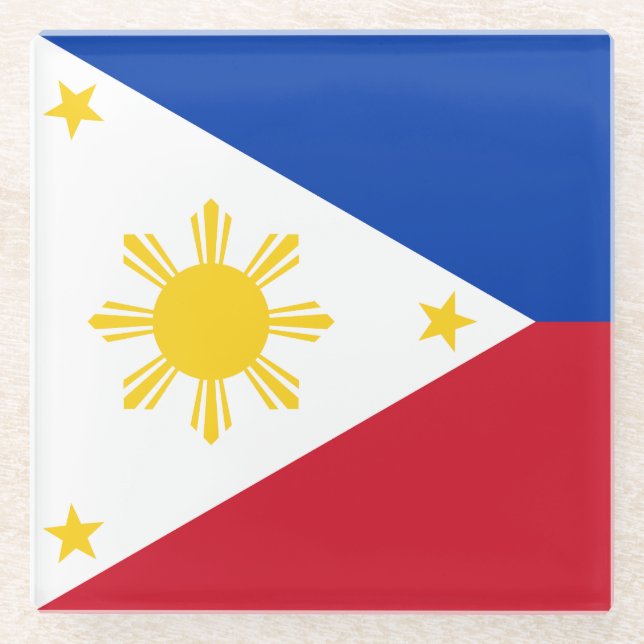 philippinische Flagge Glasuntersetzer (Vorderseite)