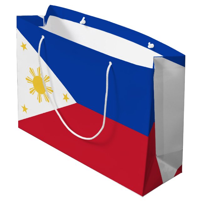 philippinische Flagge Große Geschenktüte (Rückseite Schrägansicht)
