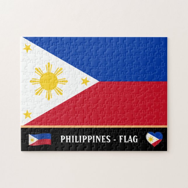 philippinische Flagge & philippinisches Land / Phi (Horizontal)