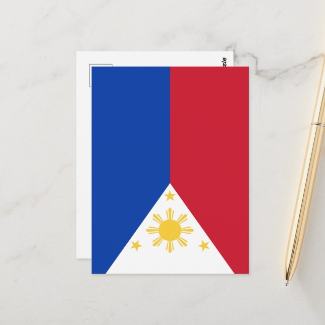 philippinische Flagge Postkarte (Vorderseite/Rückseite Beispiel)
