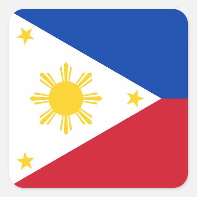 philippinische Flagge Quadratischer Aufkleber (Vorderseite)