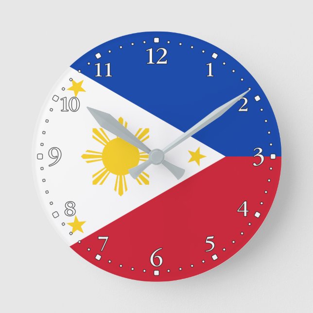 philippinische Flagge Runde Wanduhr (Vorderseite)