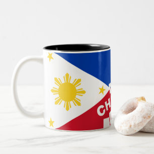 Philippinische Flagge Weihnachten: Frohe Weihnacht Zweifarbige Tasse