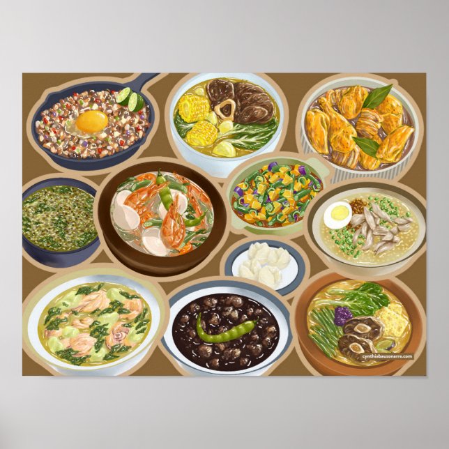 Philippinische Geschirr / Pinoy Food Ulam Poster (Vorne)