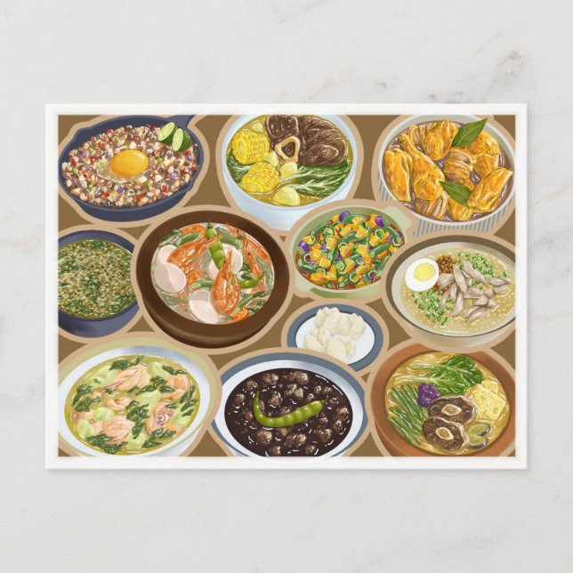 Philippinische Geschirr / Pinoy Food Ulam Postkarte (Vorderseite)