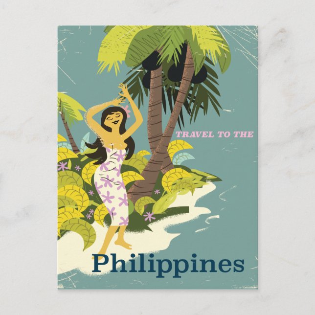 Philippinische Insel Vintage Reiseplakat Postkarte (Vorderseite)