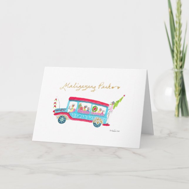 Philippinische Jeepney-Weihnachtskarte, Aquarell Karte (Vorderseite)