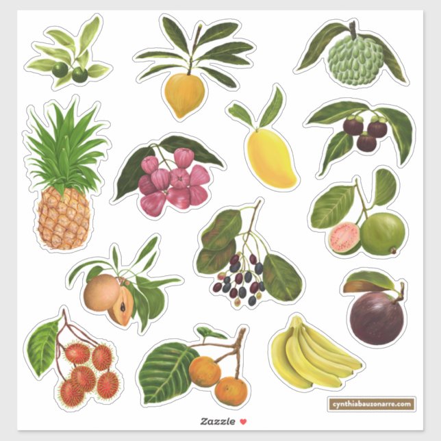 Philippinische/tropische Früchte Aufkleber (Blatt)