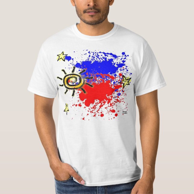 Philippinischer Flagge Spritzer T-Shirt (Vorderseite)