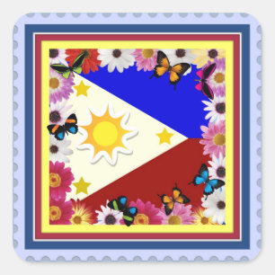 Philippinischer Flaggen-Entwurf - philippinischer Quadratischer Aufkleber