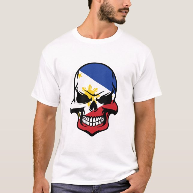 Philippinischer Flaggen-Schädel T-Shirt (Vorderseite)