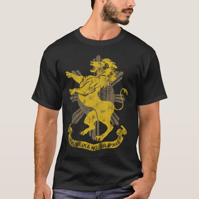 Philippinisches Löwesun-Flaggen-Wappen Vintag T-Shirt (Vorderseite)