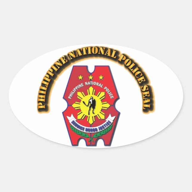 Philippinisches nationale Polizei-Siegel mit Text Ovaler Aufkleber (Vorderseite)