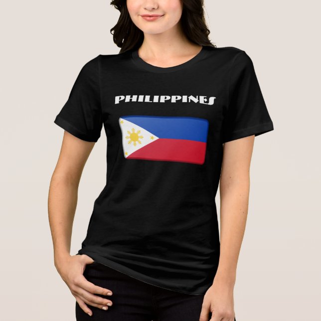 PHILIPPINS Special Individualisierbare Black Touri Tri-Blend Shirt (Vorderseite)