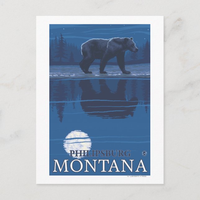 Philipsburg, MontanaBear im Mondlicht Postkarte (Vorderseite)