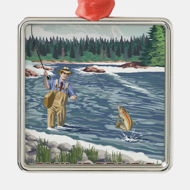Philipsburg, MontanaFly Fischer Silbernes Ornament (Vorne)
