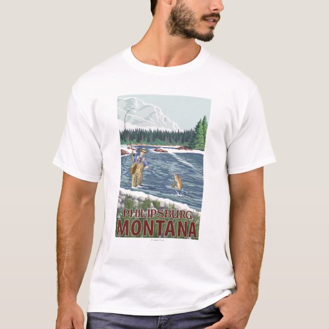 Philipsburg, MontanaFly Fischer T-Shirt (Vorderseite)