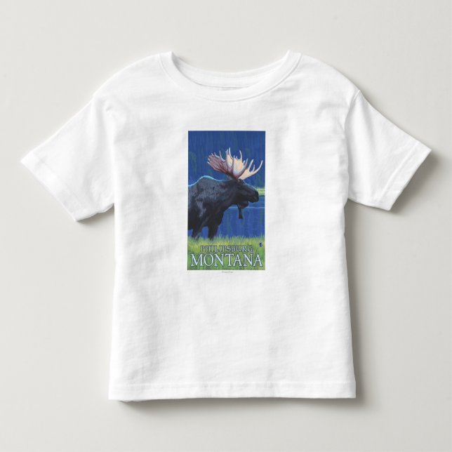 Philipsburg, MontanaMoonlight Elch Kleinkind T-shirt (Vorderseite)