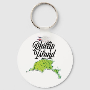 Phillip Island Australia-Karte Schlüsselanhänger