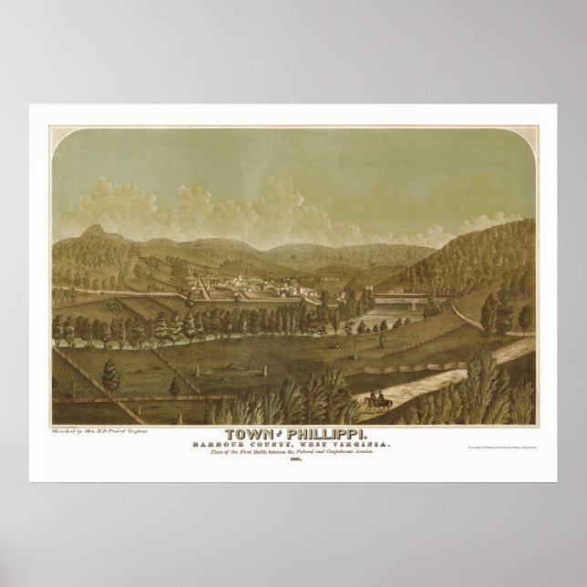 Phillippi, WV Panorama Karte - 1861 Poster (Vorne)