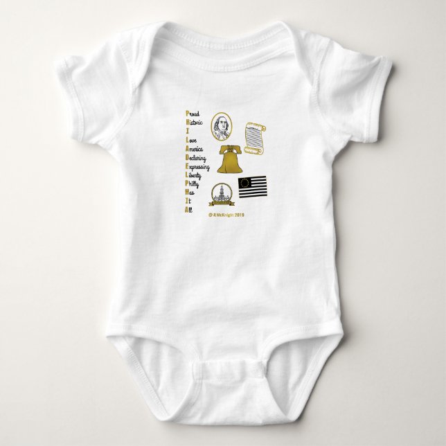 Philly Acronym Tourist Baby Bodysuit Baby Strampler (Vorderseite)