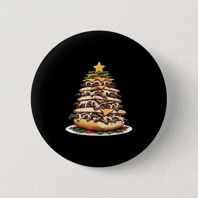 Philly Cheesesteak Christmas Tree  Button (Vorderseite)
