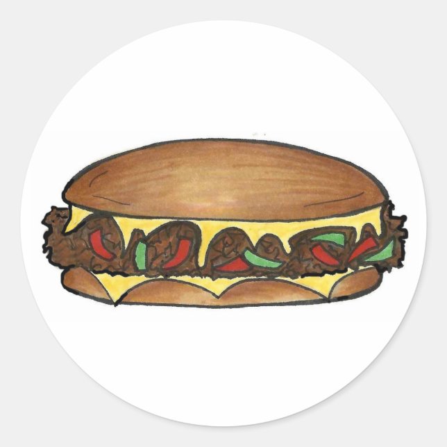 Philly Cheesesteak Steak Sandwich Philadelphia PA Runder Aufkleber (Vorderseite)