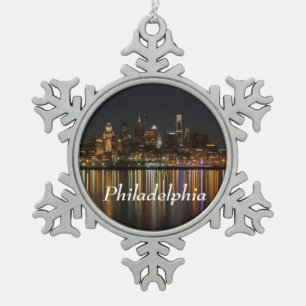 Philly night schneeflocken Zinn-Ornament