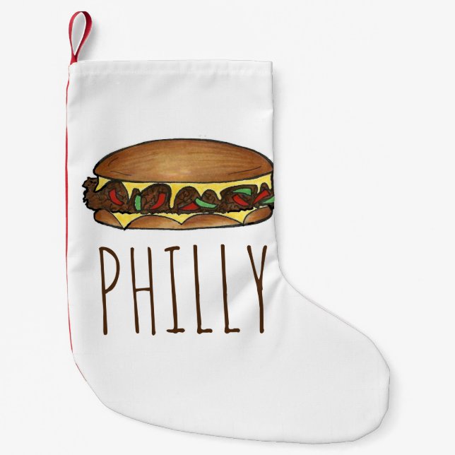 Philly PA Philadelphia Cheese Steak Sandwich Kleiner Weihnachtsstrumpf (Vorderseite)